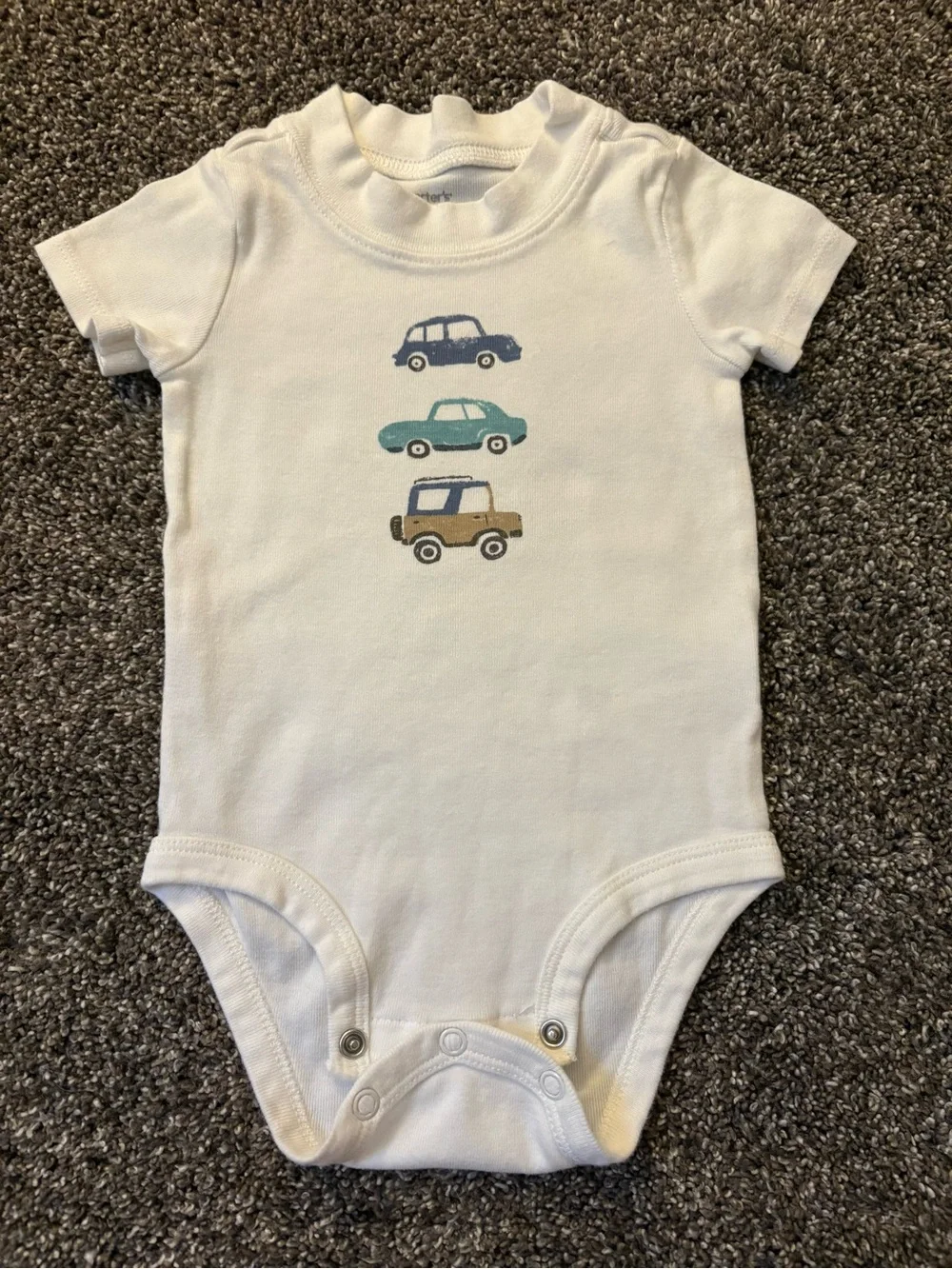 Carter's Coral Shark & White Car Print Baby One-Pieces
